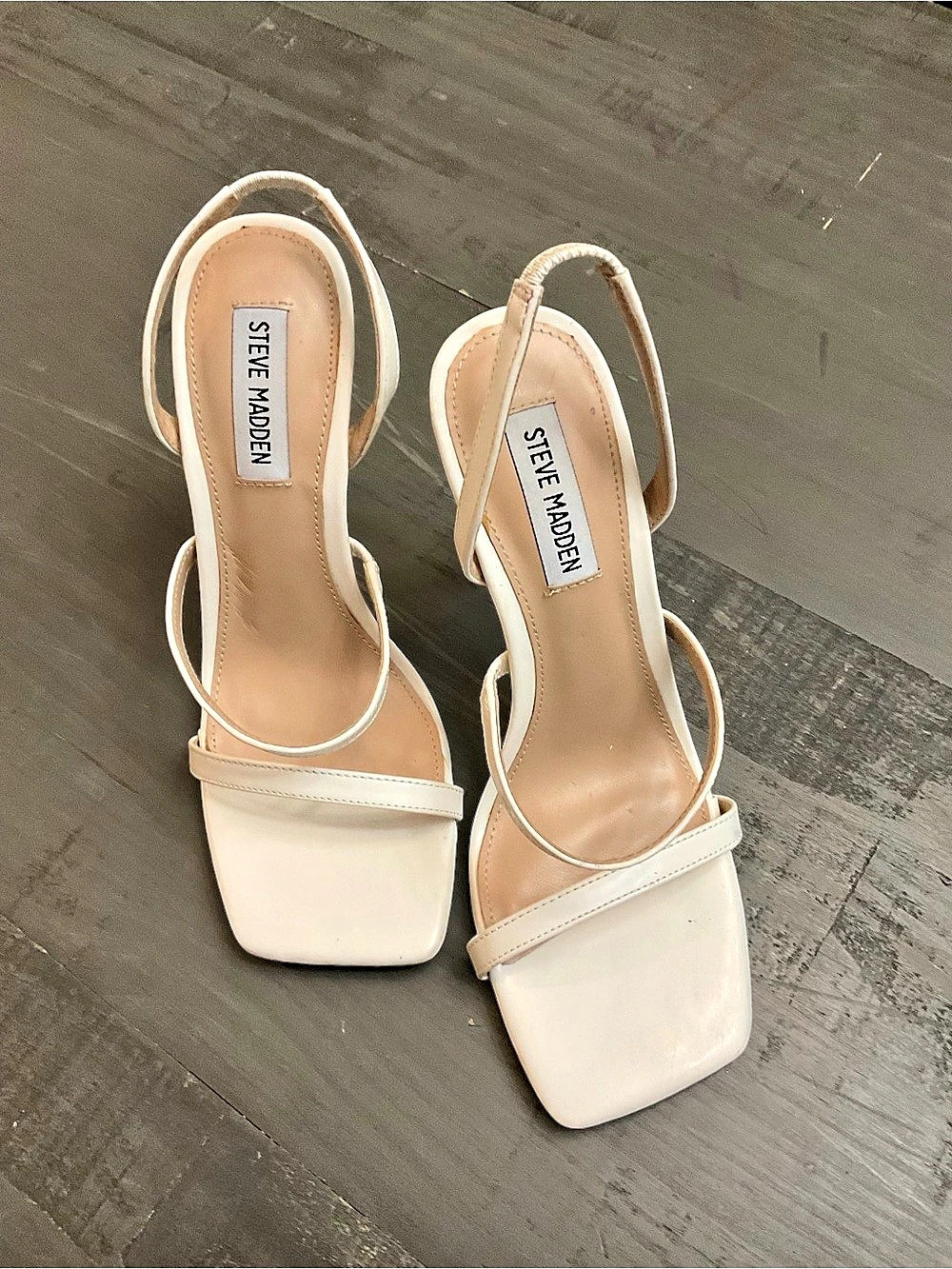 Steve Madden Square Toe Strappy Heels in Cream Like New
